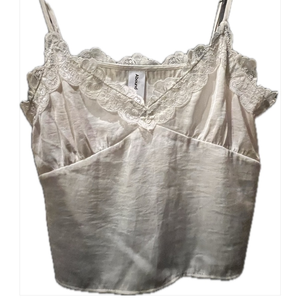 White Lace Trim Cami Top